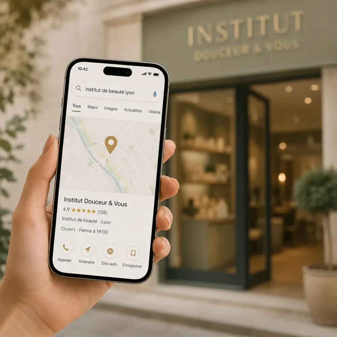Fiche établissement RDV360 mise en avant dans la recherche locale Google