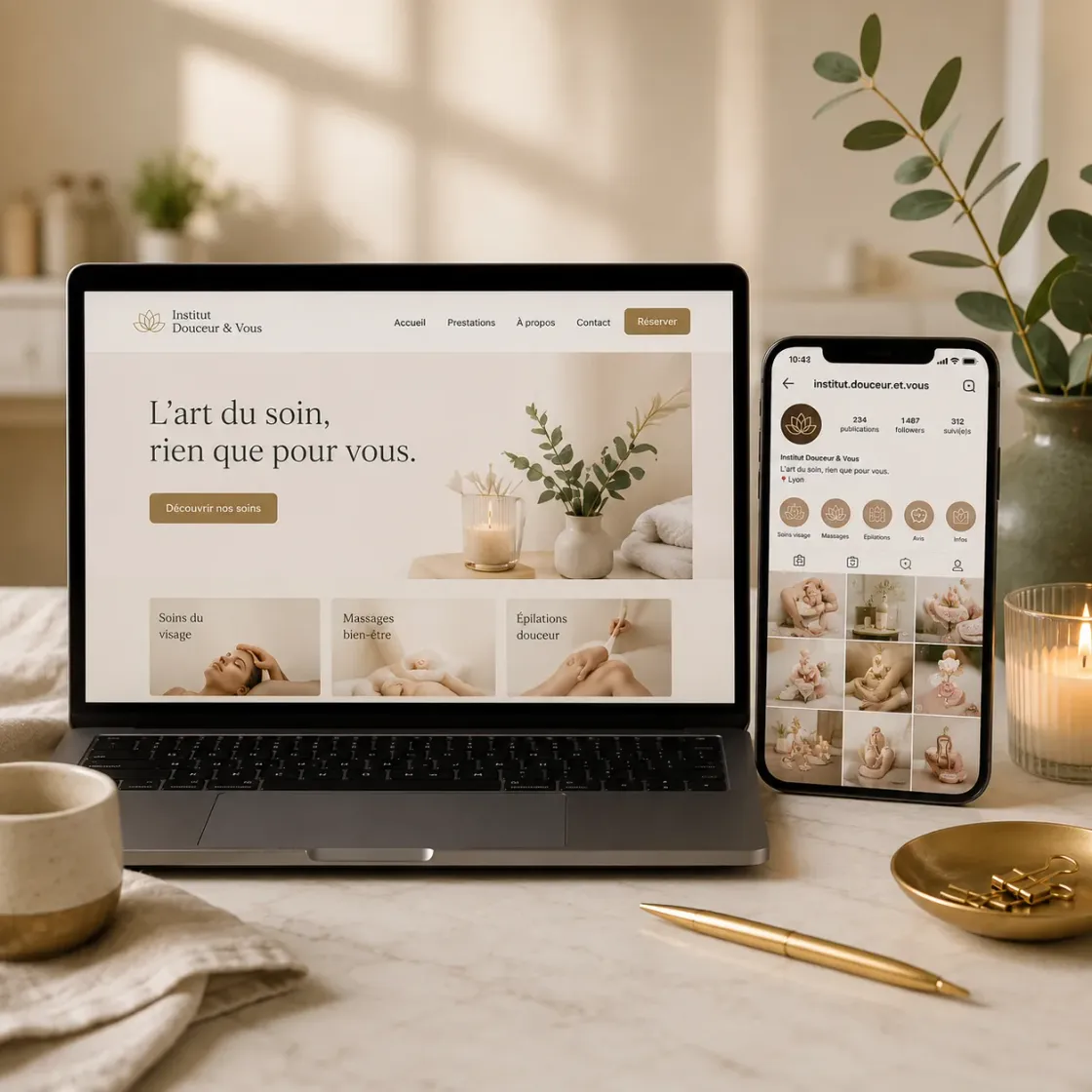 Site vitrine de salon de beauté créé avec RDV360