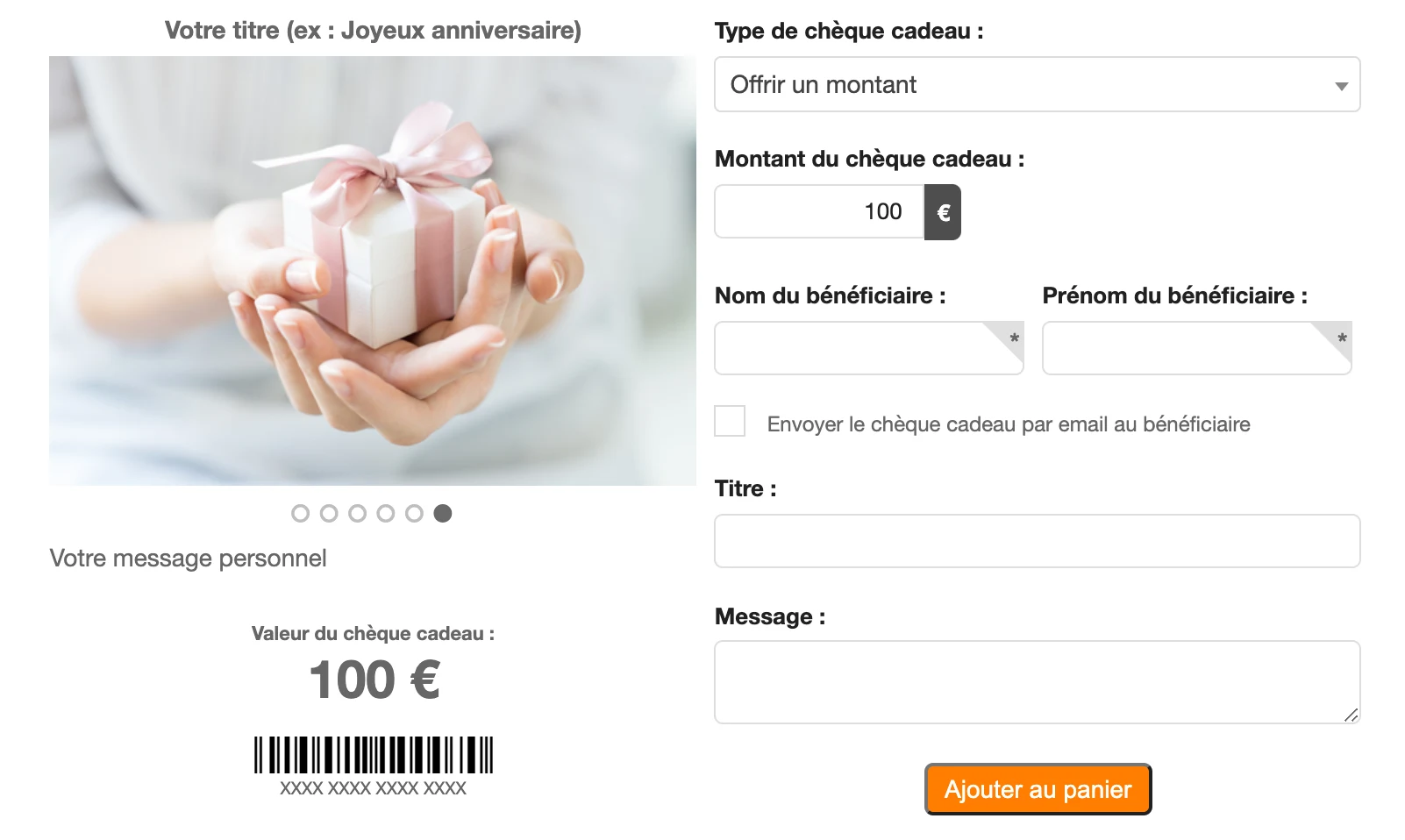 Vente de chèques cadeaux en ligne avec RDV360